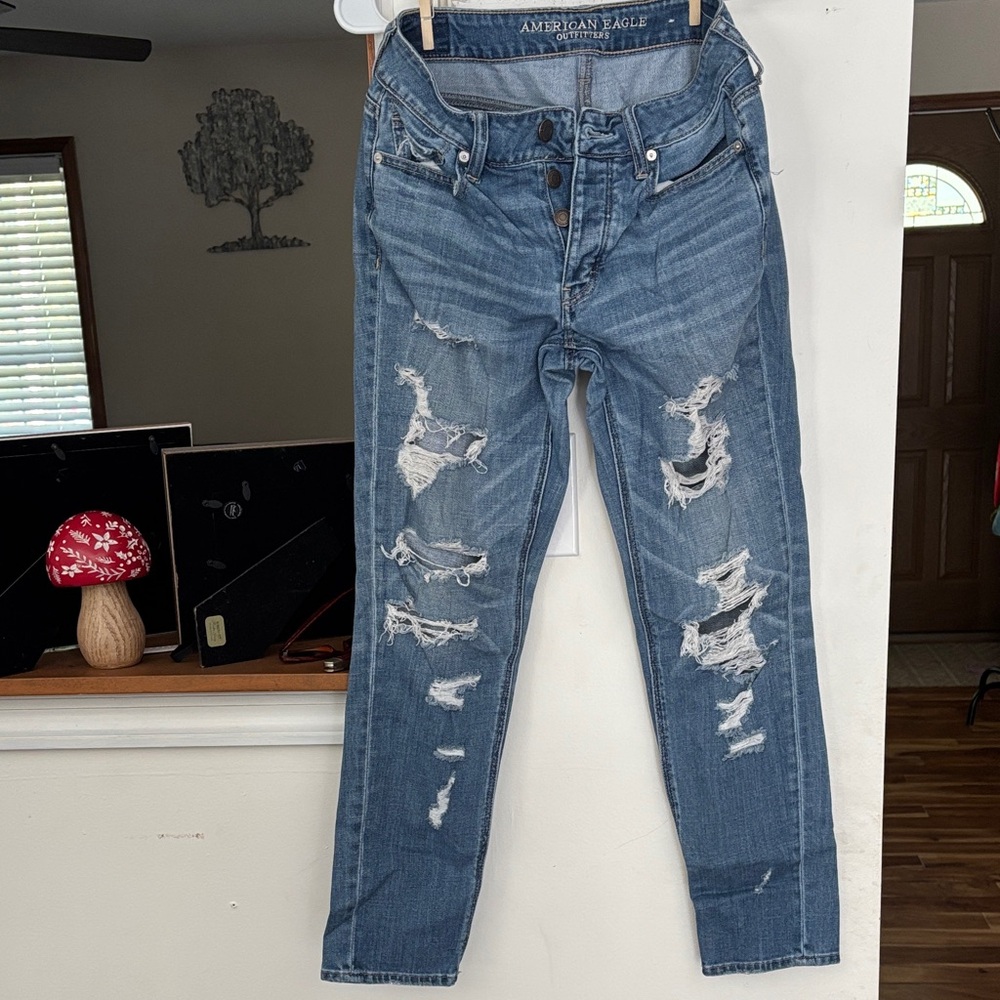 American Eagle Outfitters Women's Ripped Blue Skinny Jeans